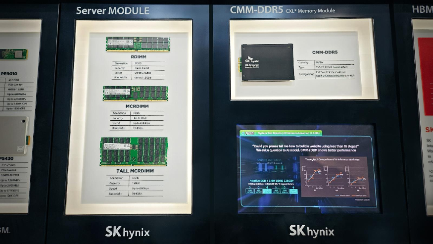 '컴퓨텍스 2024'에 전시된 SK하이닉스 서버 모듈, CMM-DDR5 제품.jpg